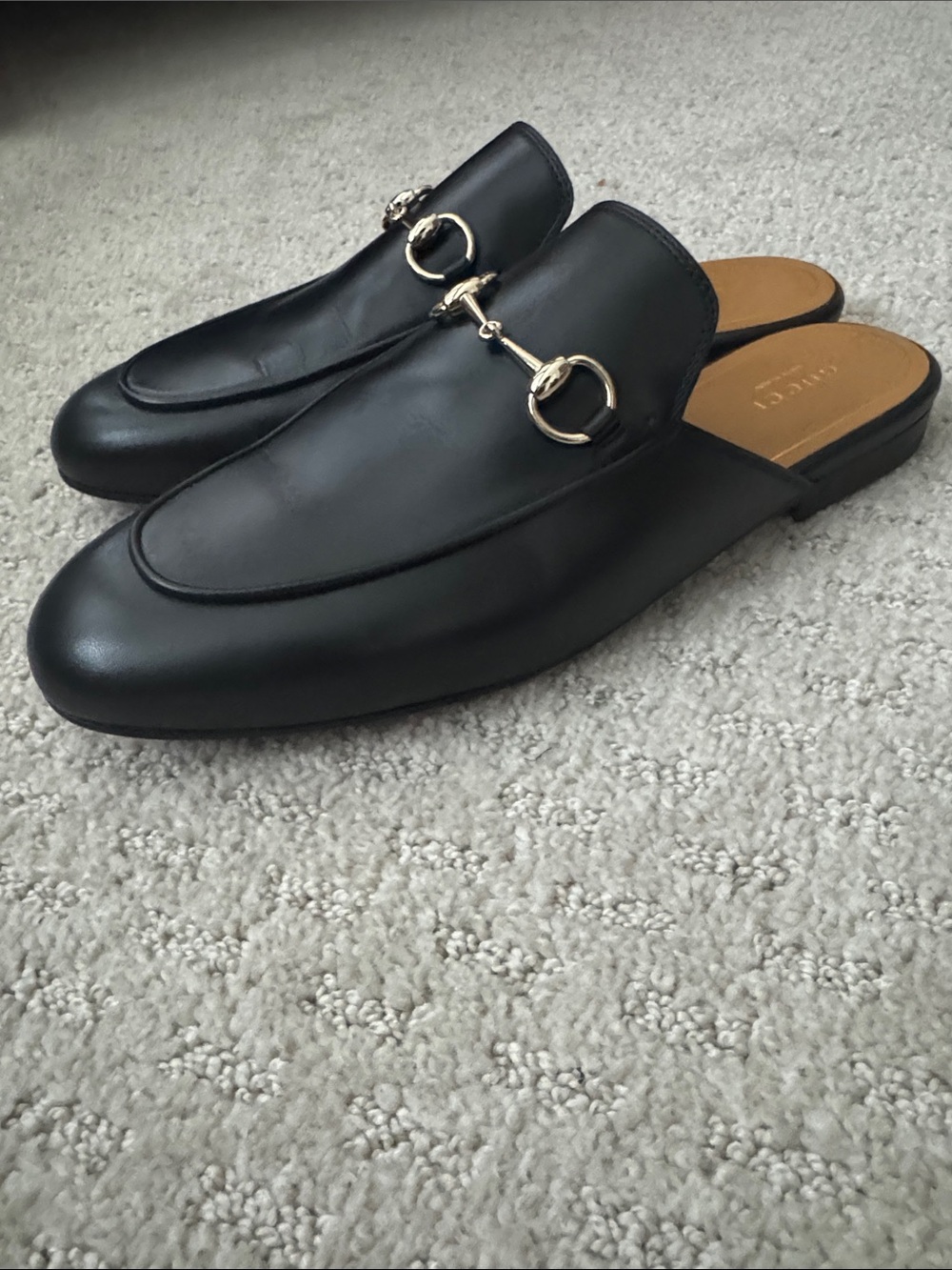 Gucci Black Leather Betis Backless Loafers
